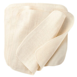 Musliinlapid 25x25 cm, 5 tk, puuvill, naturaalvalge